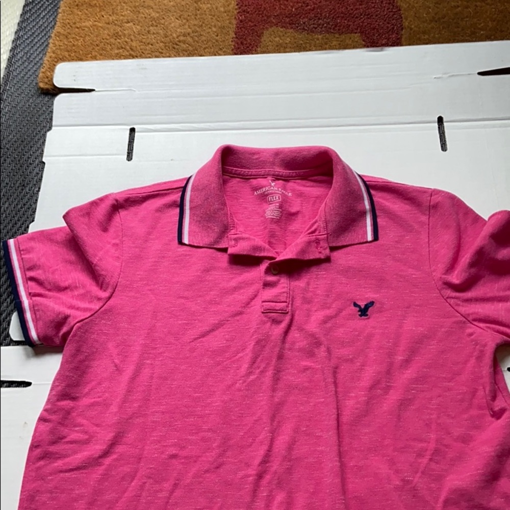American eagle pink polo shirt